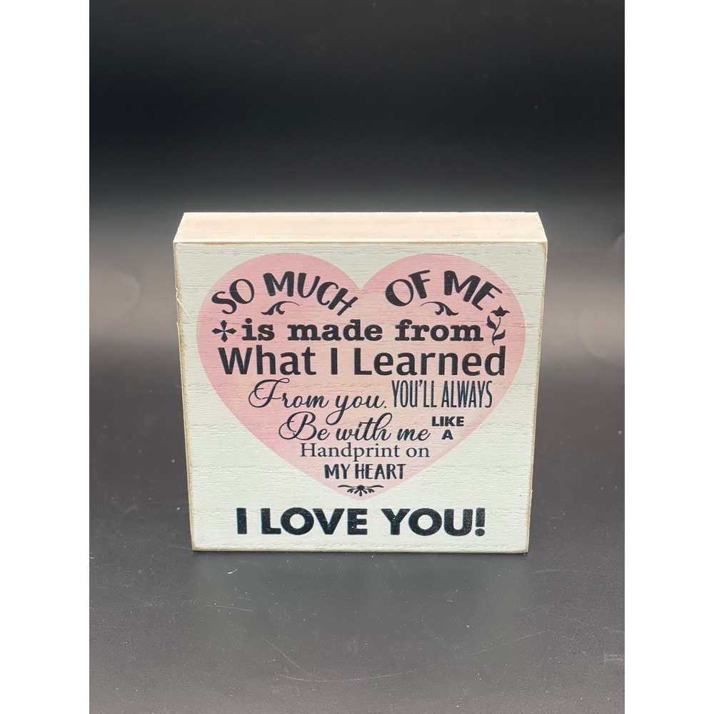 I Love You Wood Box Sign Heart Quote Decor White Pink Excellent